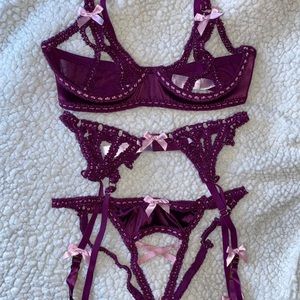 Royal purple satin fenty lingerie set
